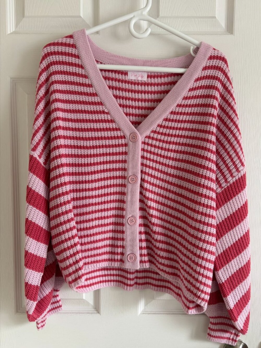 Pink Lily Pink Striped Cardigan